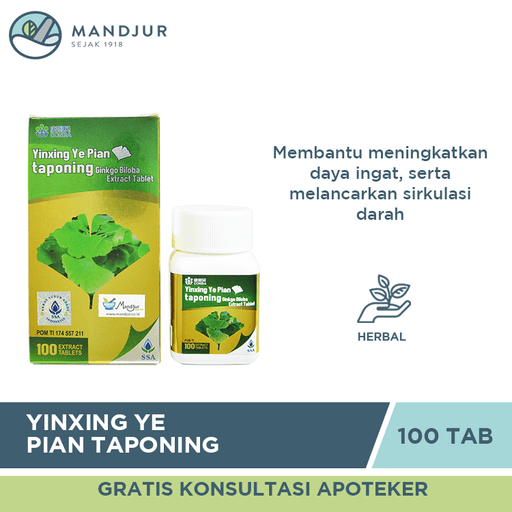 Yinxing Ye Pian Taponing (Ginkgo Biloba Extract Tablet) - Apotek Mandjur