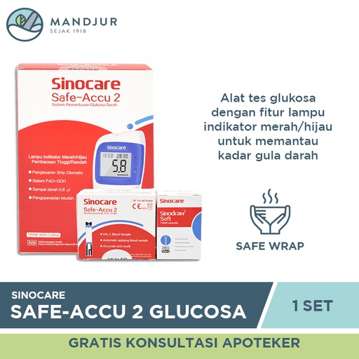 Sinocare Safe-Accu 2 Alat Cek Gula Darah - Apotek Mandjur
