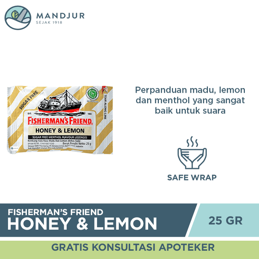 Fisherman's Friend Honey & Lemon Sugar Free - Apotek Mandjur