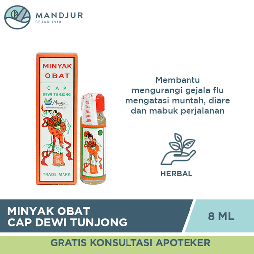 Minyak Obat Cap Dewi Tunjong 8 Ml - Apotek Mandjur