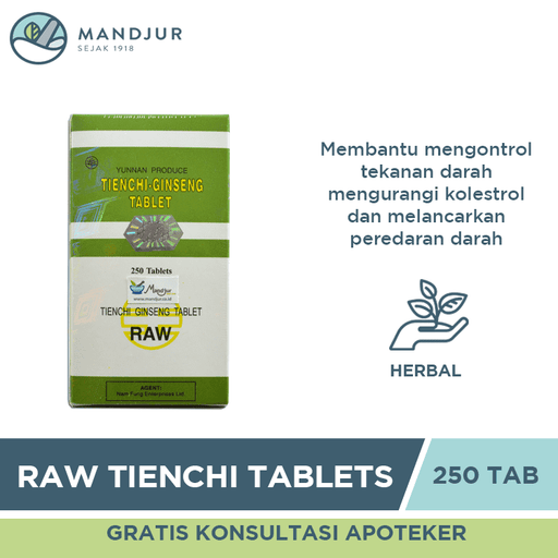 Raw Tienchi Tablets (Isi 250) - Apotek Mandjur