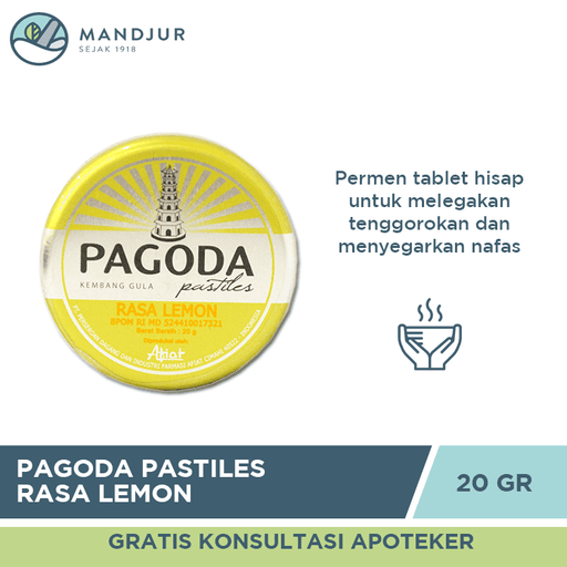 Pagoda Pastiles Rasa Lemon 20 Gram - Apotek Mandjur