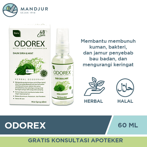 Odorex Herbal Deodorant Spray 60 mL - Apotek Mandjur