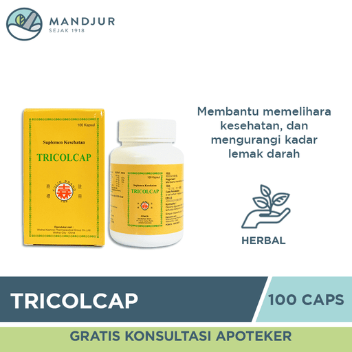 Tricolcap Anti Cholesterol & Triglyceride Strong Capsule - 100 Kapsul - Apotek Mandjur