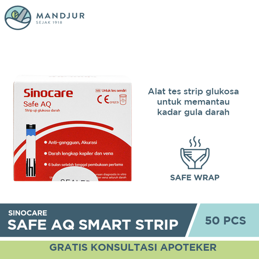 Sinocare Safe AQ Smart Strip Uji Gula Darah 50 Pcs - Apotek Mandjur