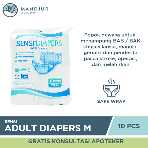 Sensi Adult Diapers M 10 Pcs - Apotek Mandjur