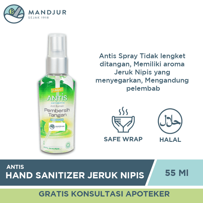 Antis Hand Sanitizer Spray 55 ML - Apotek Mandjur