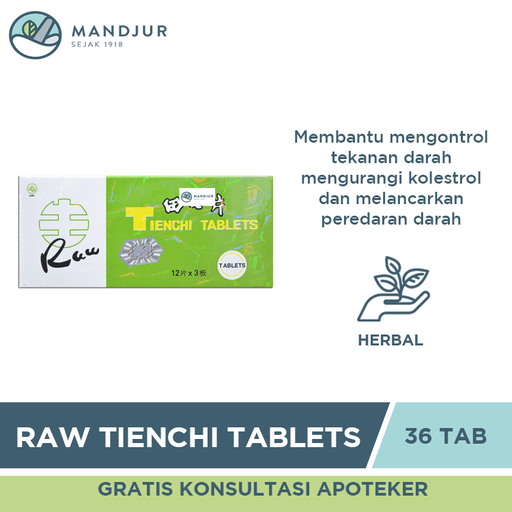 Raw Tienchi Tablets (Isi 36) - Apotek Mandjur