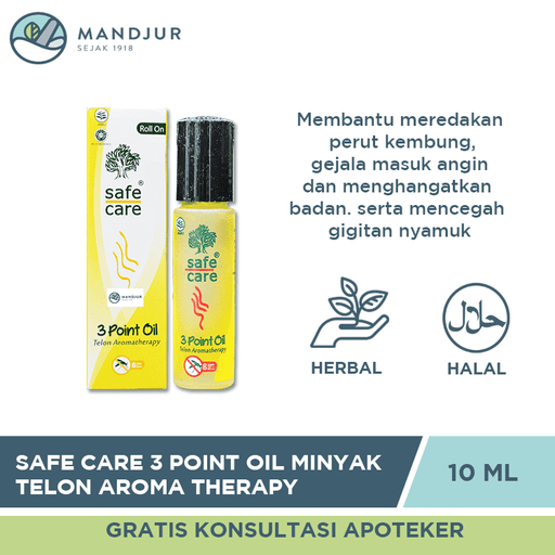 Safe Care 3 Point Oil Minyak Telon Aromatheraphy 10 mL - Apotek Mandjur