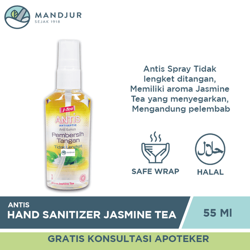 Antis Hand Sanitizer Spray Jasmine Tea 55 ML - Apotek Mandjur