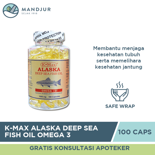 K-Max Alaska Deep Sea Fish Liver Oil Omega 3 (Isi 100) Putih - Apotek Mandjur