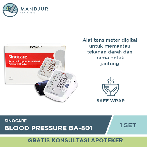 Sinocare Automatic Upper Arm Blood Pressure Monitor BA-801 - Apotek Mandjur