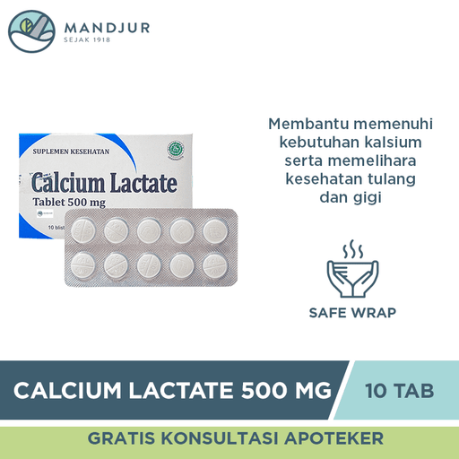 Calcium Lactate 500 mg 10 Tablet - Apotek Mandjur