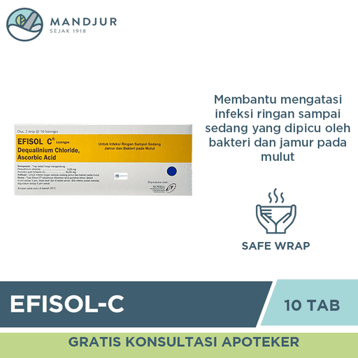 Efisol-C 10 Tablet - Obat Infeksi Jamur dan Bakteri pada Mulut - Apotek Mandjur