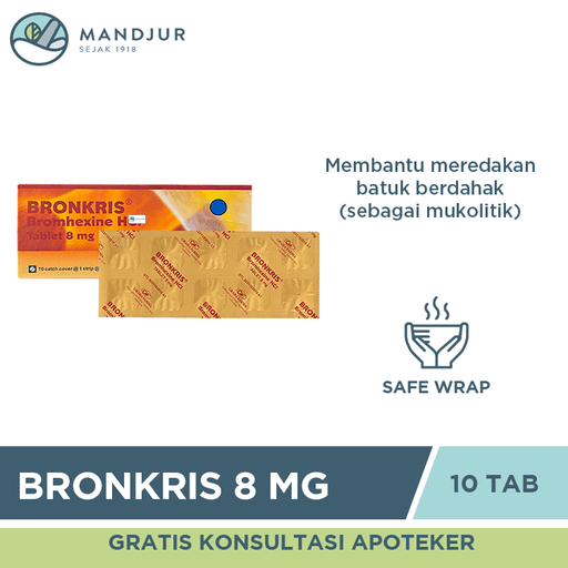 Bronkris 8 mg 10 Tablet - Obat Pengencer Dahak - Apotek Mandjur