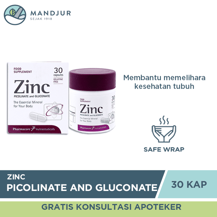 Zinc Picolinate and Gluconate 30 Kapsul — Apotek Mandjur