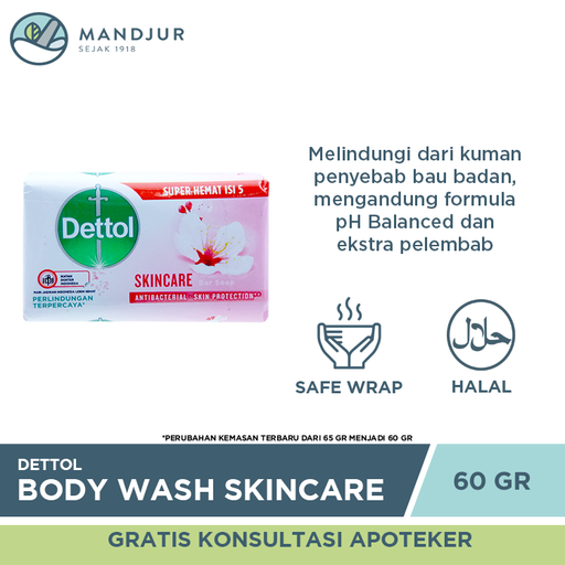Sabun Mandi Batang Dettol Proskin Skincare - 60 gram - Apotek Mandjur
