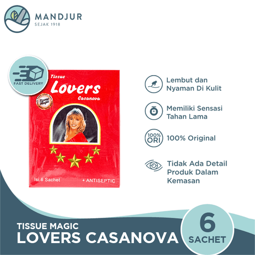 Tissue Lovers Casanova Isi 6 Sachet - Apotek Mandjur