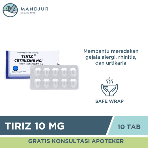 Tiriz 10 mg 10 Tablet - Apotek Mandjur