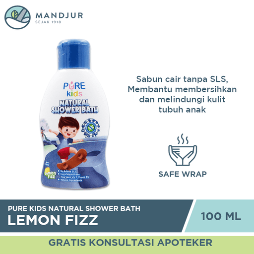 Pure Kids Natural Shower Bath Lemon Fizz 100 mL - Apotek Mandjur