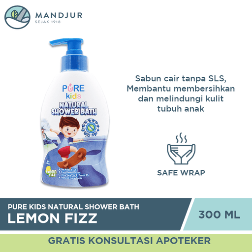 Pure Kids Natural Shower Bath Lemon Fizz 300 mL - Apotek Mandjur