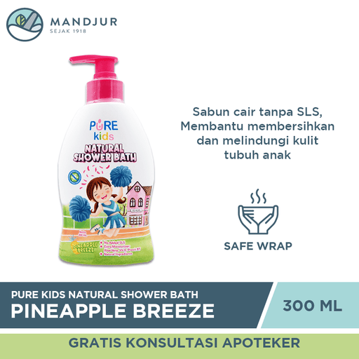 Pure Kids Natural Shower Bath Pineapple Breeze 300 mL - Apotek Mandjur