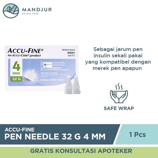 Accu-Fine Pen Needle 32G 4 mm 1Pcs - Apotek Mandjur