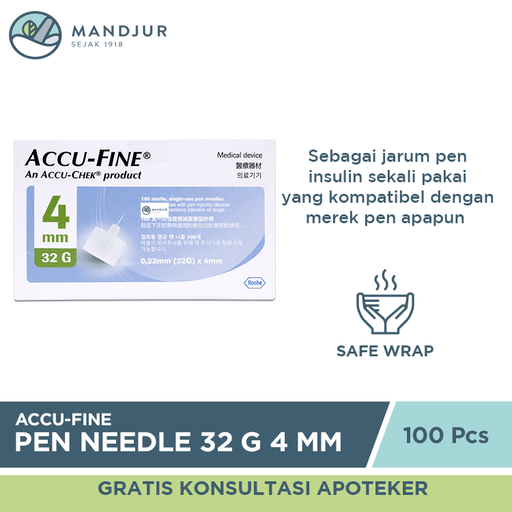 Accu-Fine Pen Needle 32G 4 mm 100 Pcs - Apotek Mandjur