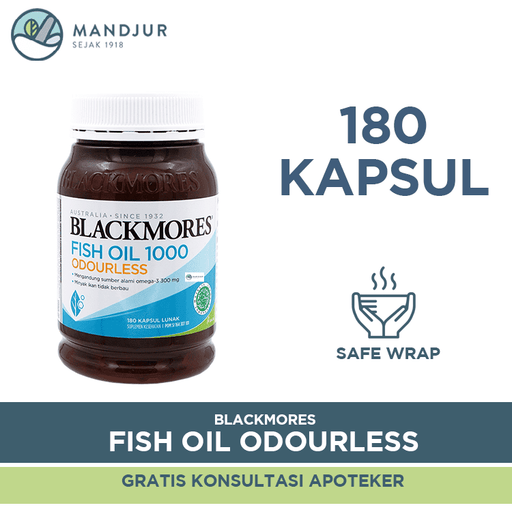 Blackmores Odourless Fish Oil 1000 mg - Isi 180 Kapsul Lunak - Apotek Mandjur