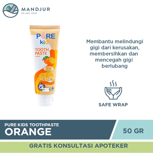Pure Kids Toothpaste Orange 50 Gram - Apotek Mandjur
