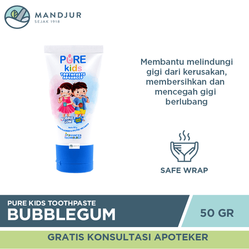 Pure Kids Toothpaste Bubblegum 50 Gram - Apotek Mandjur