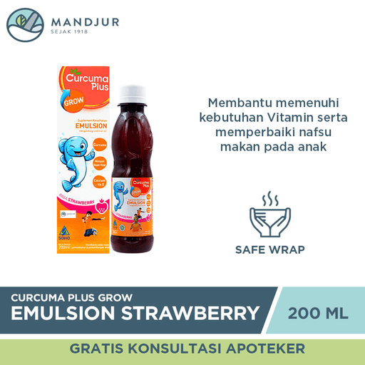 Curcuma Plus Grow Emulsion Rasa Strawberry 200 mL - Apotek Mandjur