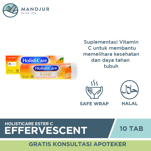 Holisticare Ester C Effervescent 10 Tablet - Suplemen Vitamin C - Apotek Mandjur