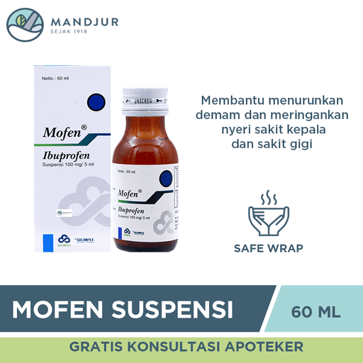 Mofen 100 mg/5 ml Suspensi 60 ml - Sirup Pereda Demam dan Nyeri - Apotek Mandjur