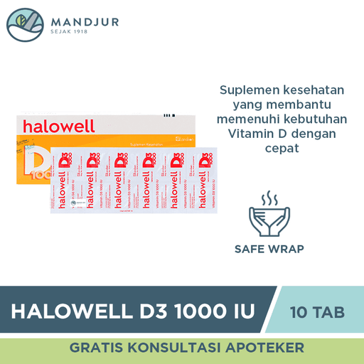 Halowell D3 1000 IU 10 Tablet - Apotek Mandjur