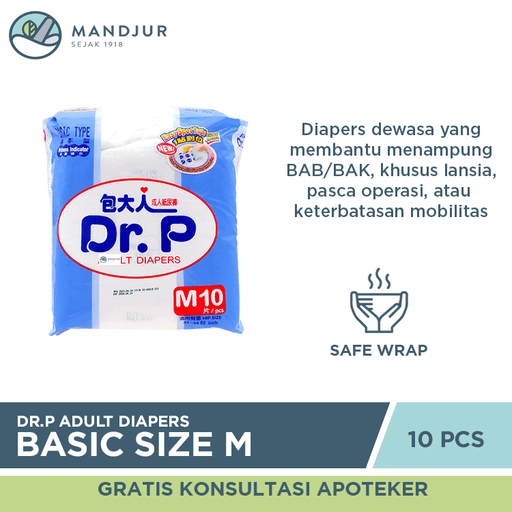 Dr. P Adult Diapers Basic Size M10 - Apotek Mandjur