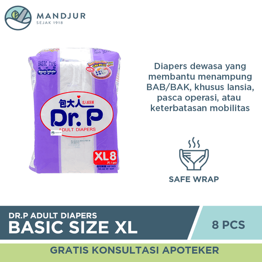 Dr. P Adult Diapers Basic Size XL8 - Apotek Mandjur
