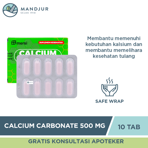 Calcium Carbonate 500 mg 10 Tablet - Apotek Mandjur