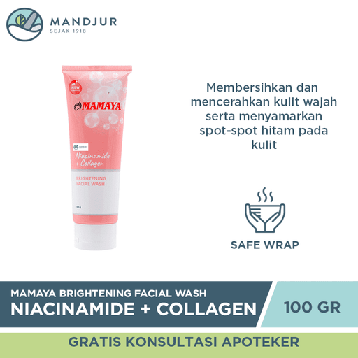 Mamaya Brightening Facial Wash With Niacinamide & Collagen 100 Gr - Apotek Mandjur