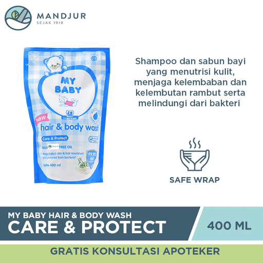 My Baby Hair & Body Wash Care & Protect Refill 400 mL - Apotek Mandjur