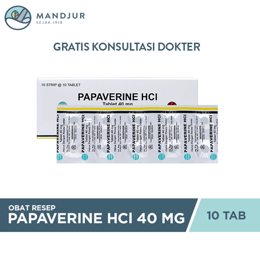 Papaverine HCl 40 mg 10 Tablet - Apotek Mandjur