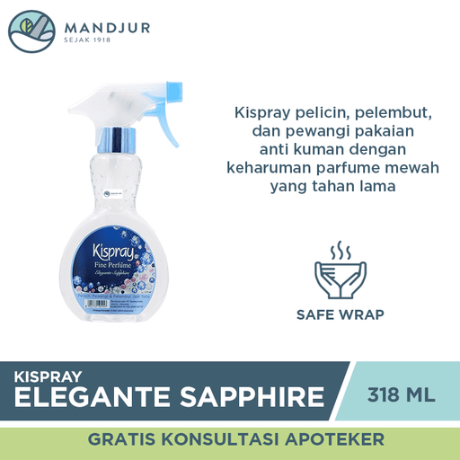 Kispray Pewangi dan Pelembut Botol Elegante Sapphire 318 mL - Apotek Mandjur