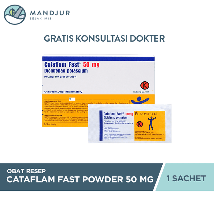 Cataflam Fast Powder 50 mg 1 Sachet - Apotek Mandjur