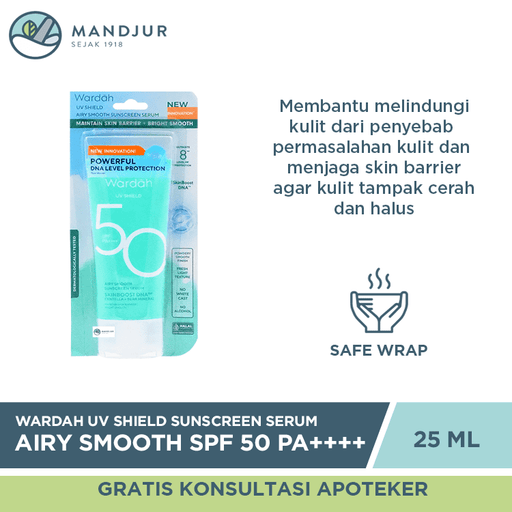 Wardah UV Shield Airy Smooth Sunscreen Serum SPF 50 PA++++ 25 mL - Apotek Mandjur