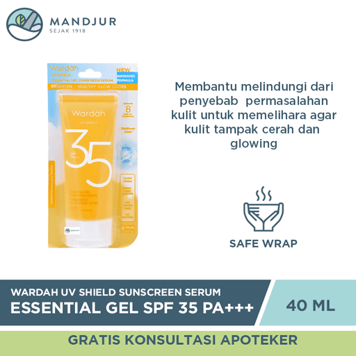 Wardah UV Shield Essential Gel Sunscreen Serum SPF 35 PA+++ 40 mL - Apotek Mandjur