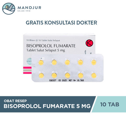 Bisoprolol Fumarate Novell 5 mg 10 Tablet - Apotek Mandjur