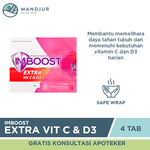 Imboost Extra Vit C & D3 Strip 4 Tablet - Apotek Mandjur