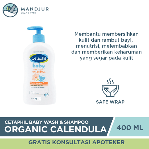 Cetaphil Baby Wash & Shampoo with Organic Calendula 400 mL - Apotek Mandjur