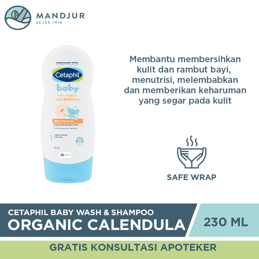 Cetaphil Baby Wash & Shampoo with Organic Calendula 230 mL - Apotek Mandjur