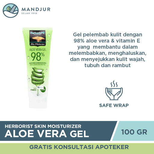 Herborist Skin Moisturizer Aloe Vera Gel Tube 100 Gr - Apotek Mandjur